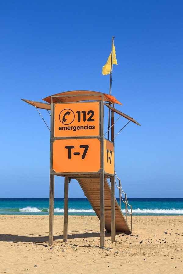 Lifeguard tower at Playa del Matorral beach in Morro Jable