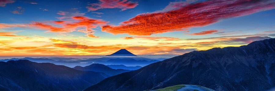 Mount Fuji with morning glow landscape