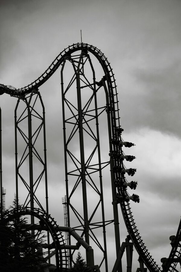 Fuji-Q Highland roller coaster with Mount Fuji view