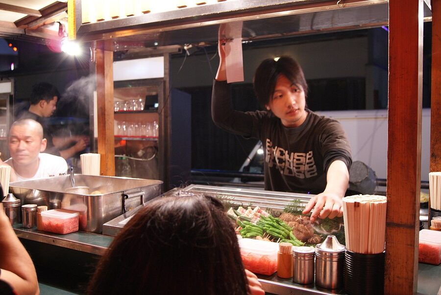 Fukuoka yatai food stall beside the Naka river