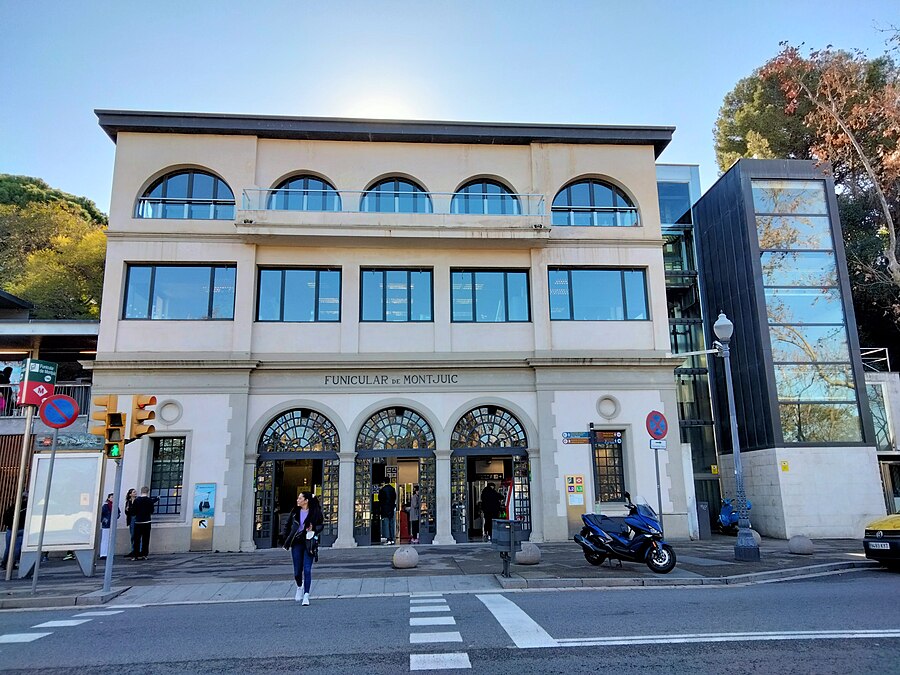 Funicular de Montjuic station entrance Avinguda Miramar Barcelona