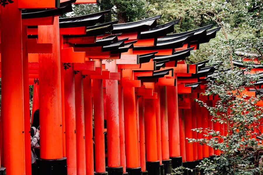 Red torii gates at Fushimi Inari Shrine Kyoto