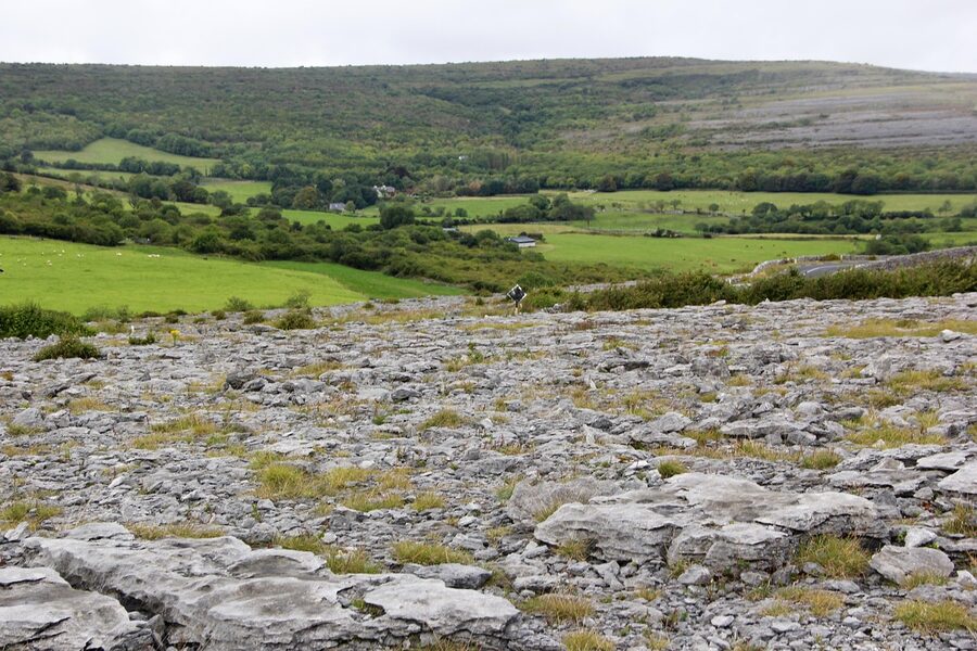The Burren limestone fields stretching to the horizon