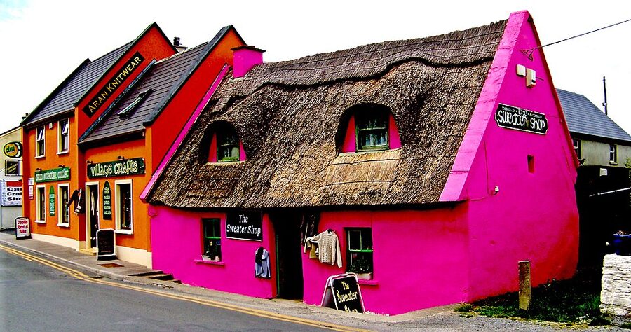 Doolin village colourful buildings on Fisher Street