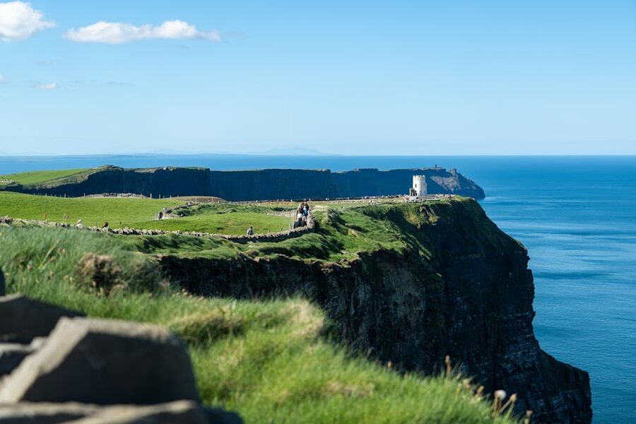 Cliffs of Moher under blue sky on a sunny day