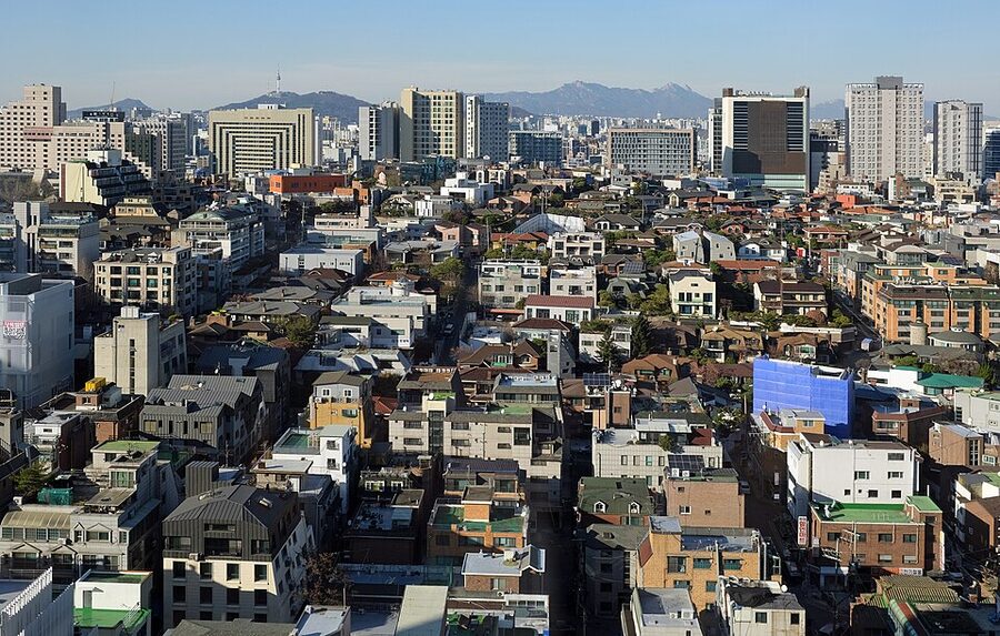 Gangnam skyline with high-rise towers seen from Yeoksam