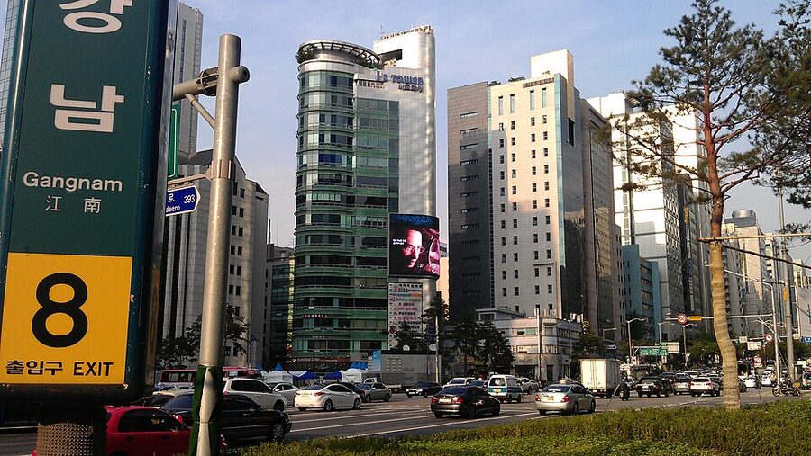 Gangnam Station Exit 8 with street level view