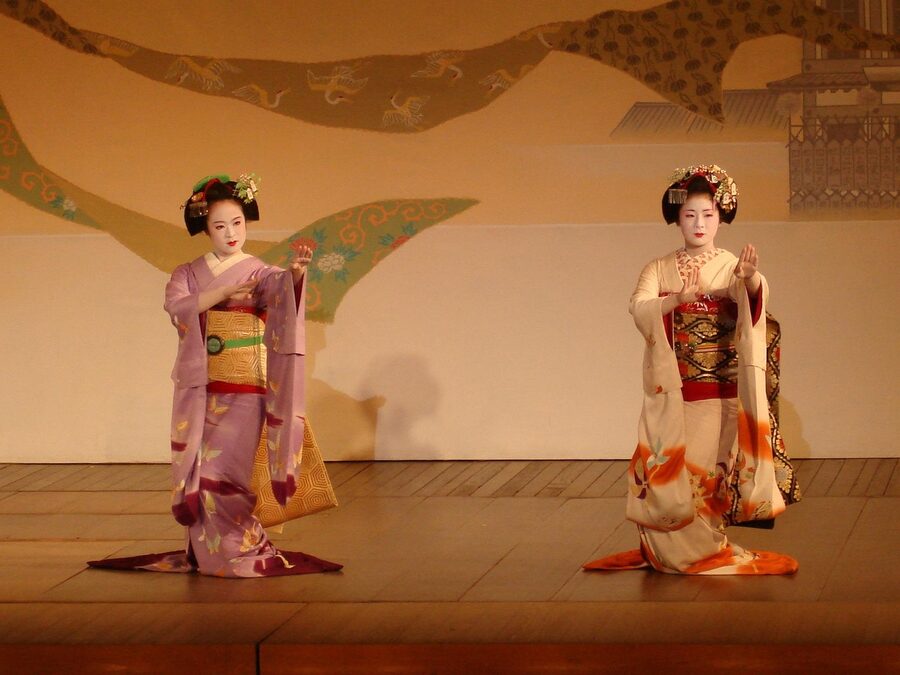 Geisha theater performance on stage in Japan