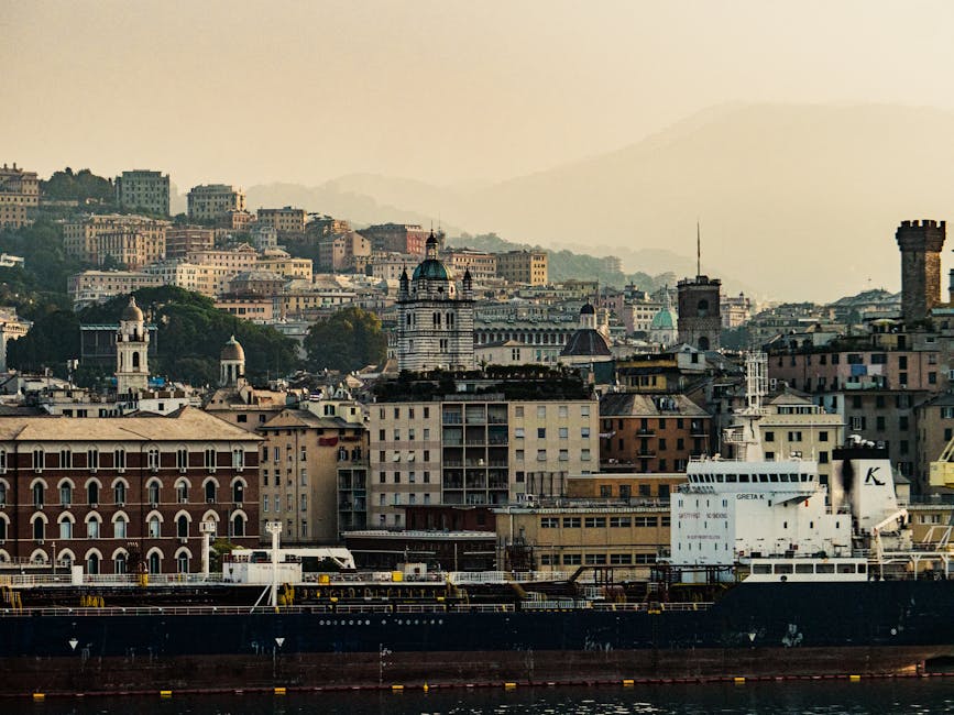 Genoa cityscape with stacked architecture