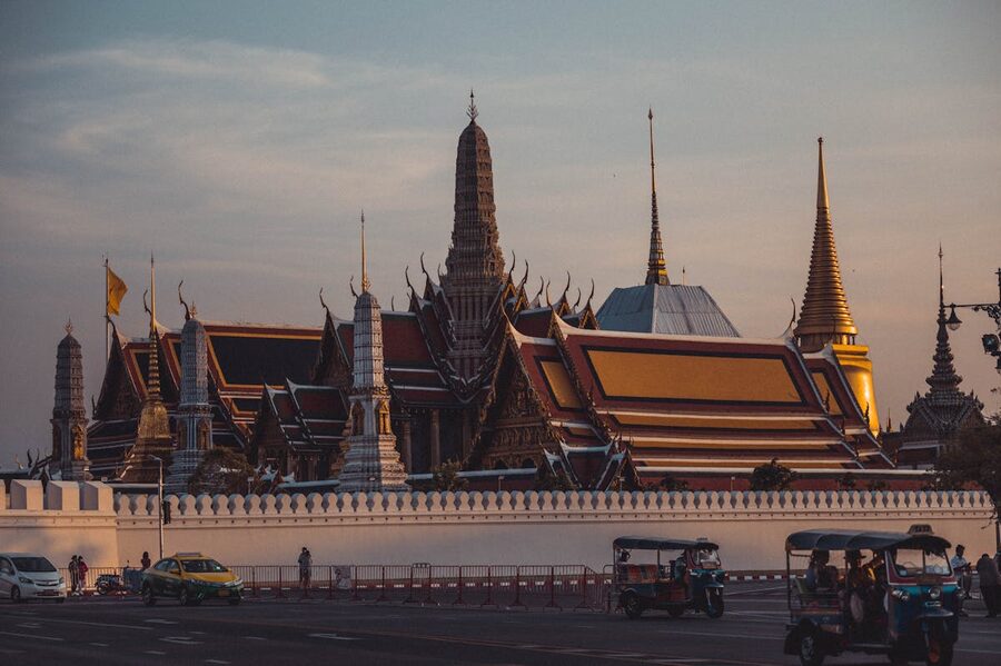Ornate architecture of Wat Phra Kaew Temple of the Emerald Buddha at the Grand Palace Bangkok