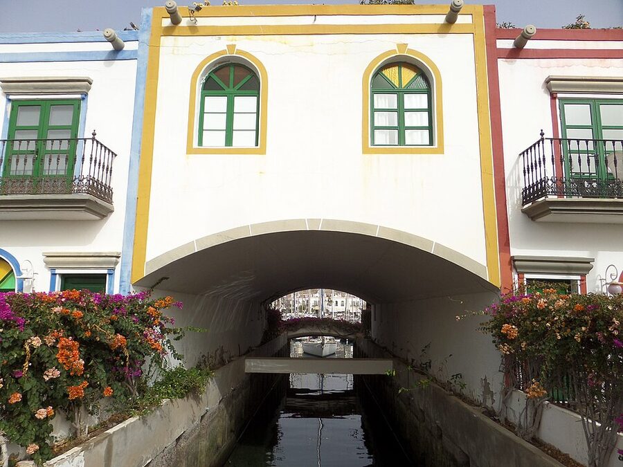 Puerto de Mogan harbour and old town Gran Canaria Spain