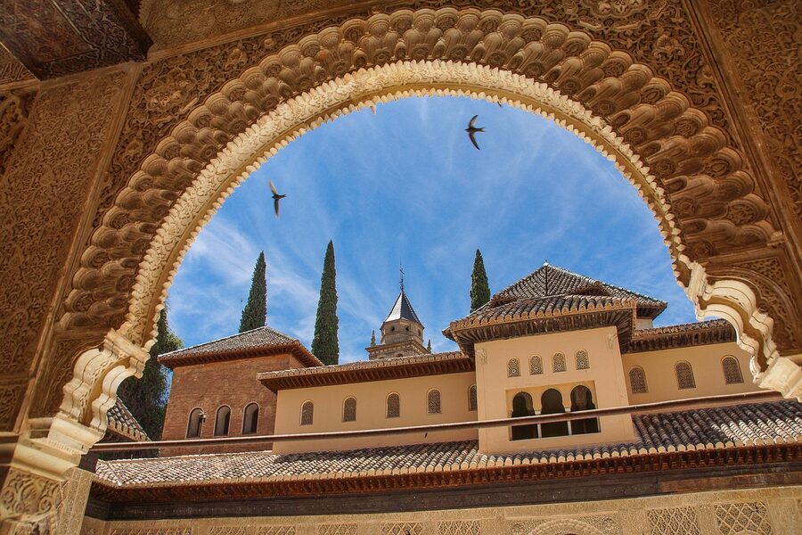Alhambra fortress walls bathed in golden light