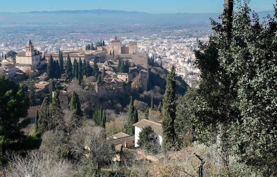 The Alhambra fortress on its hill above Granada