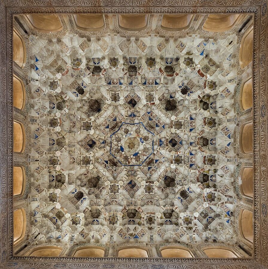 Detailed stucco ceiling at the Alhambra