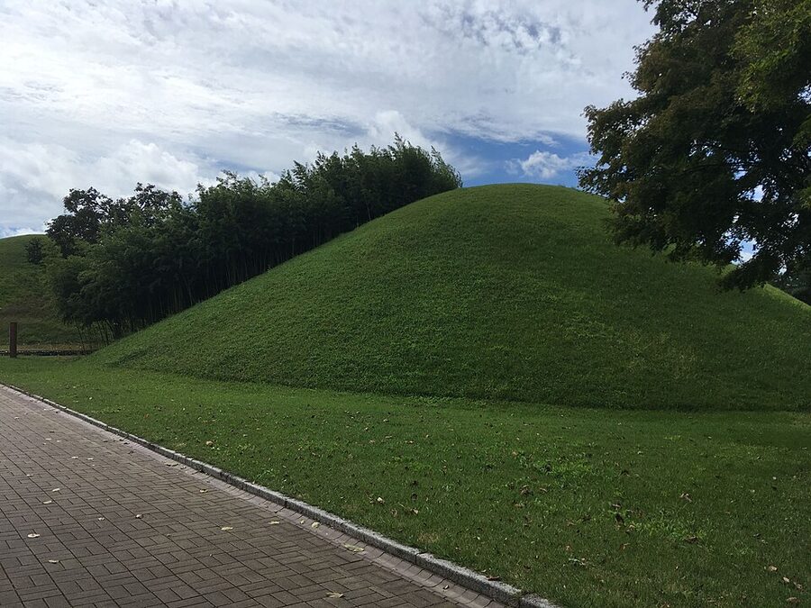 Grassy royal burial mounds at Daereungwon Tomb Complex in Gyeongju