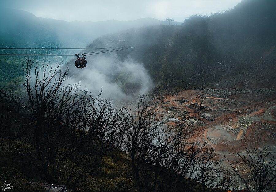 Over the sulfur mines at Owakudani Hakone