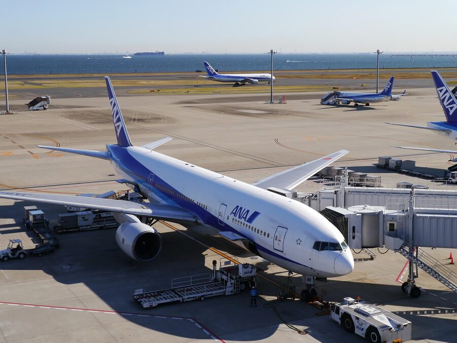 ANA aircraft at Haneda Airport terminal