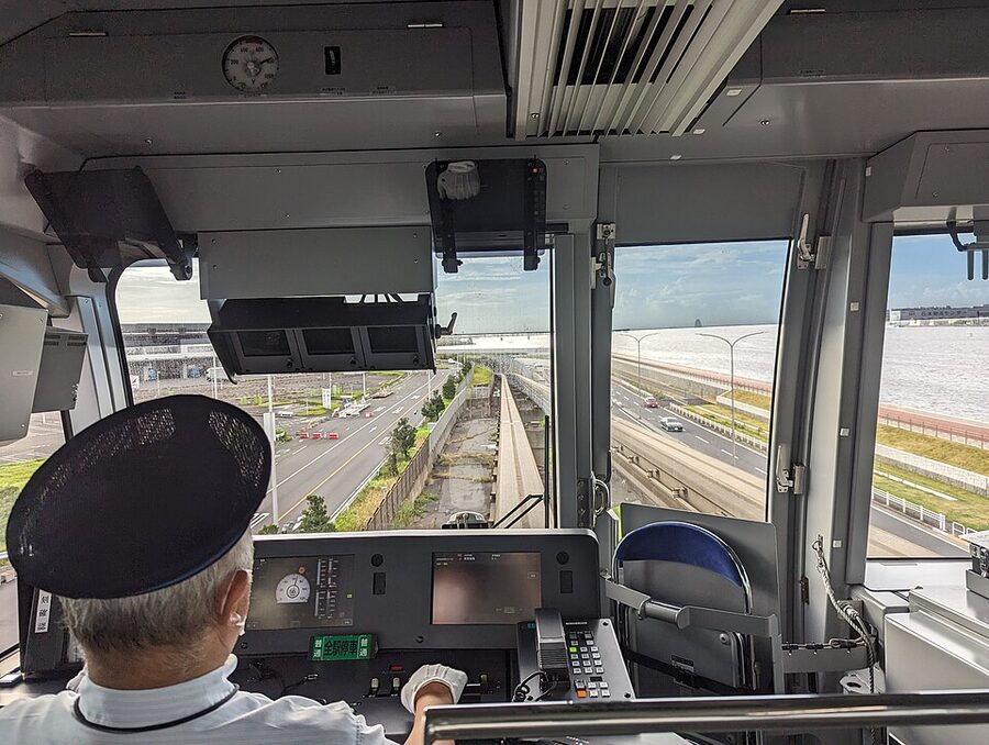 Inside Tokyo Monorail going to Haneda Airport