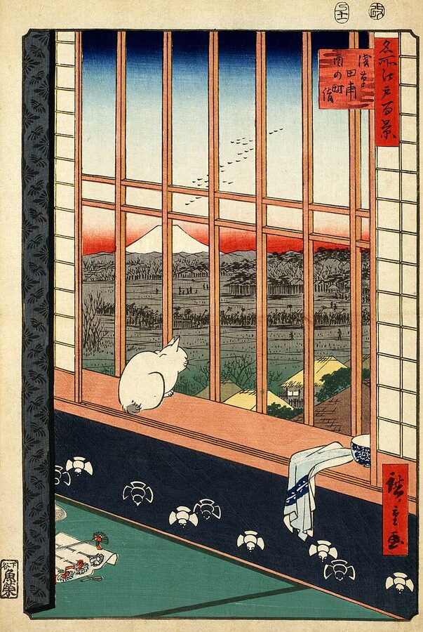 Hiroshige ukiyo-e print of Asakusa Ricefields and Torinomachi Festival 1857
