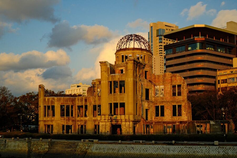 Hiroshima Atomic Bomb Dome at sunset