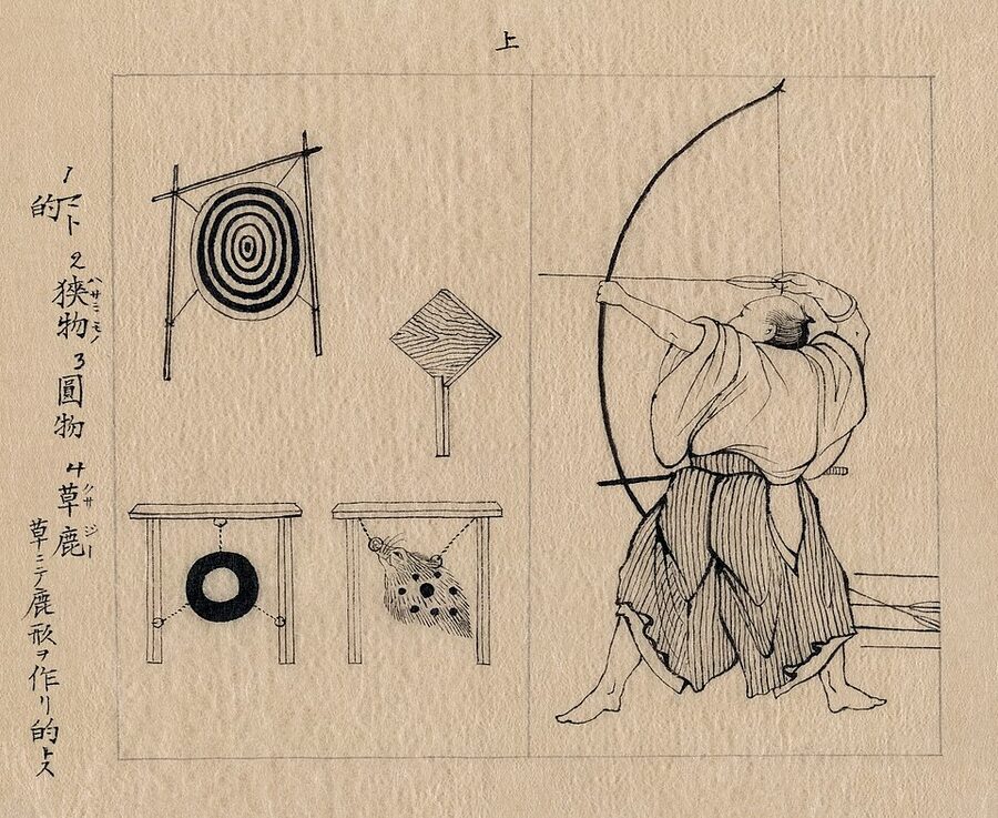Historical photograph of a Japanese archer from 1878