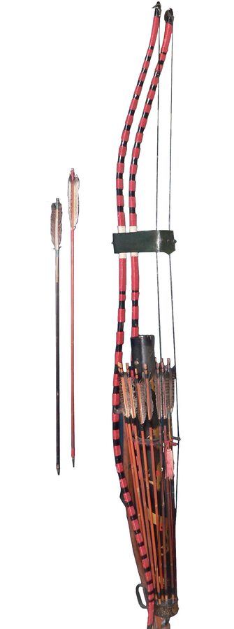 Japanese yumi longbow shown in profile