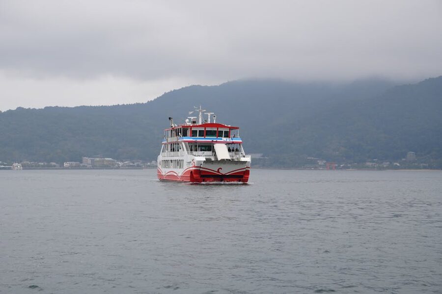 Miyajima ferry crossing Hiroshima Bay toward the island