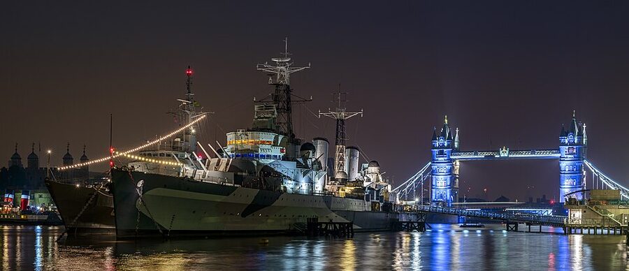 HMS Belfast Tower Bridge sunrise London
