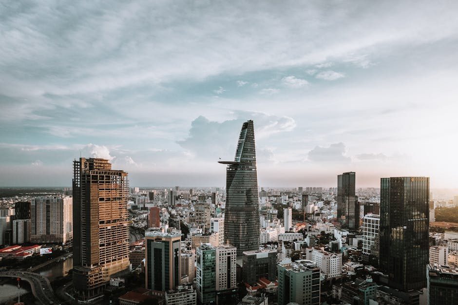 Aerial view of Ho Chi Minh City skyline with Bitexco Financial Tower
