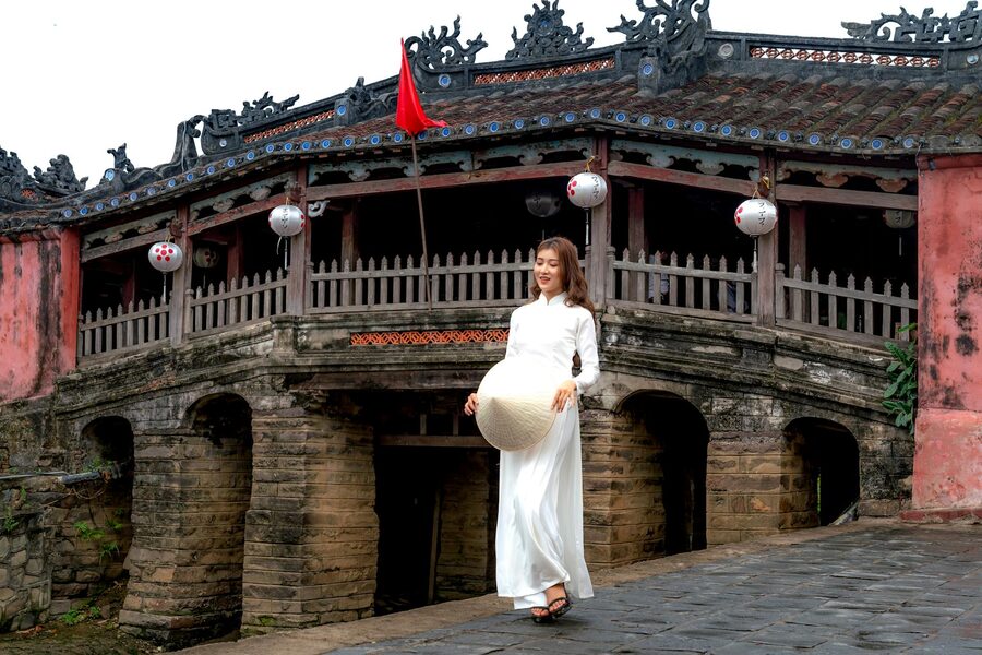 Woman at the Hoi An Japanese Bridge