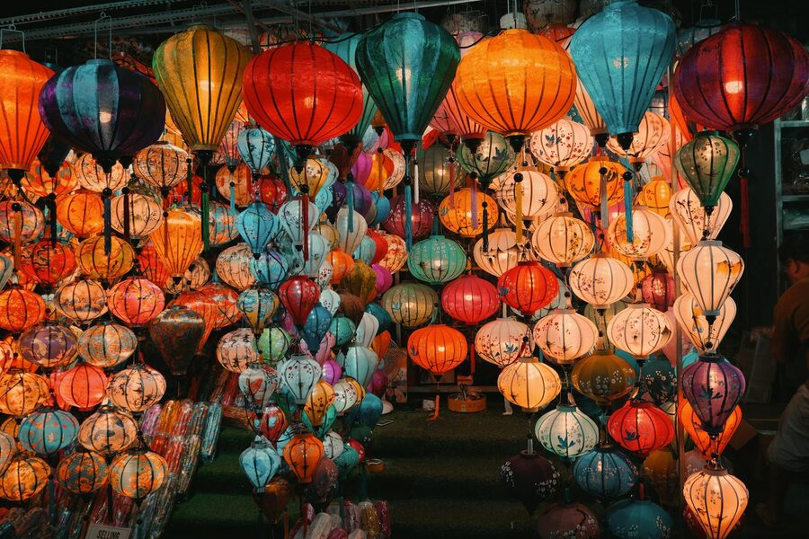 lively display of traditional lanterns in Hoi An