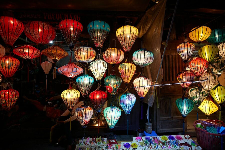 Colorful paper lanterns illuminate the Hoi An Night Market