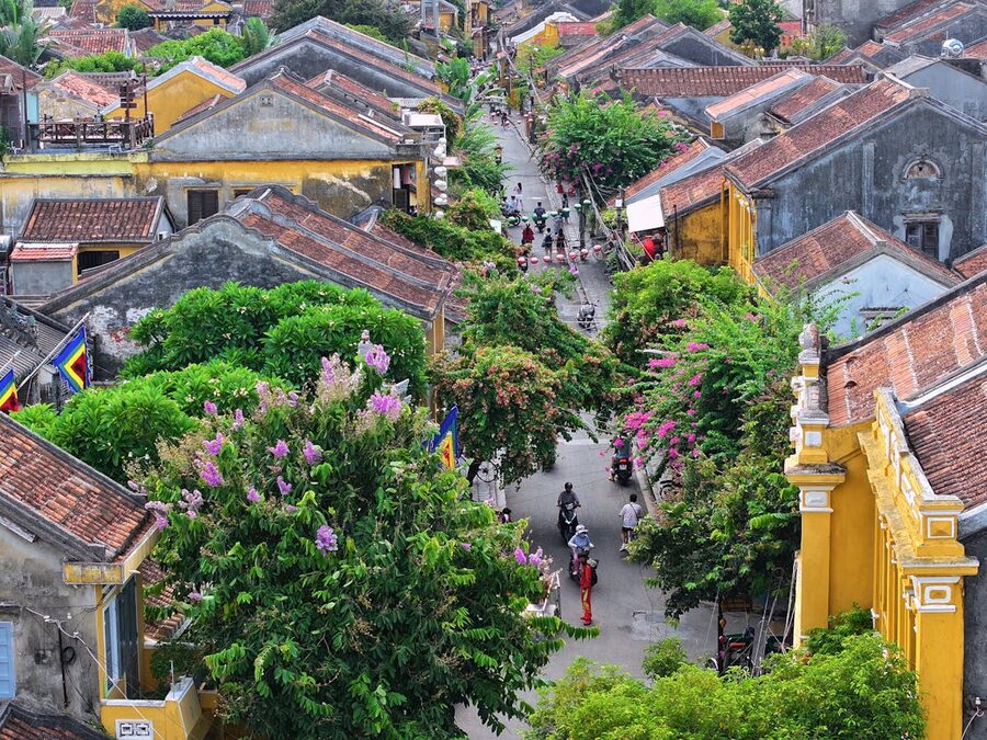 Historic architecture and streets of Hoi An old town Vietnam