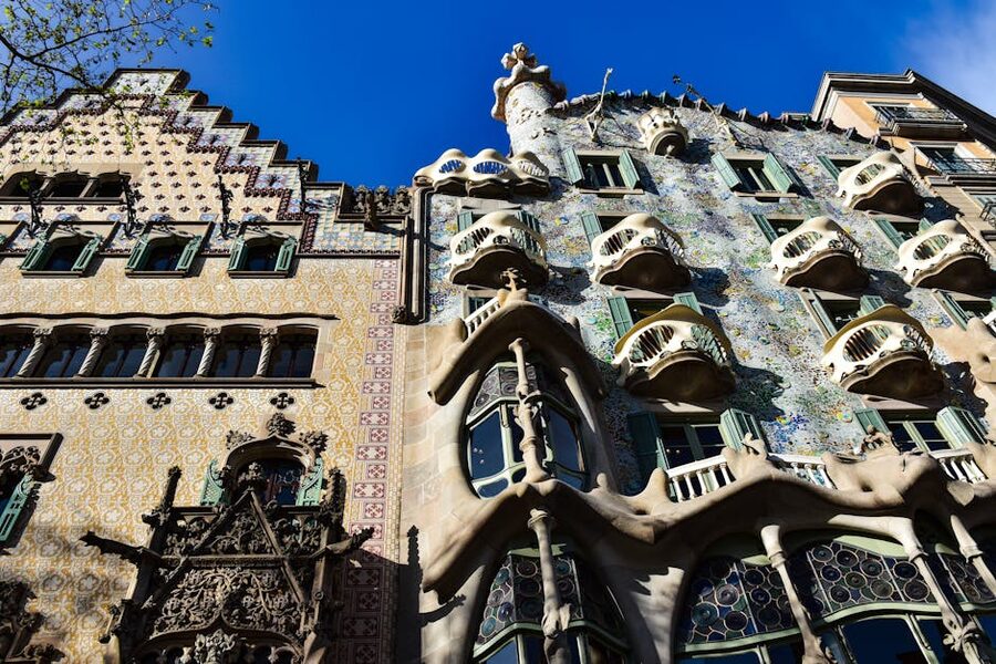 Casa Batllo facade on Passeig de Gracia in Barcelona