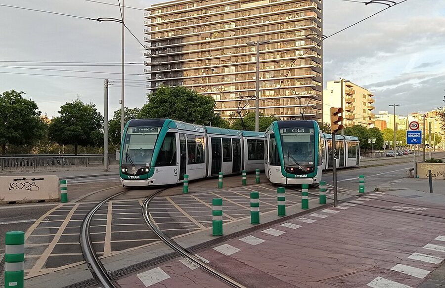 Trambaix tram on the Diagonal in Barcelona