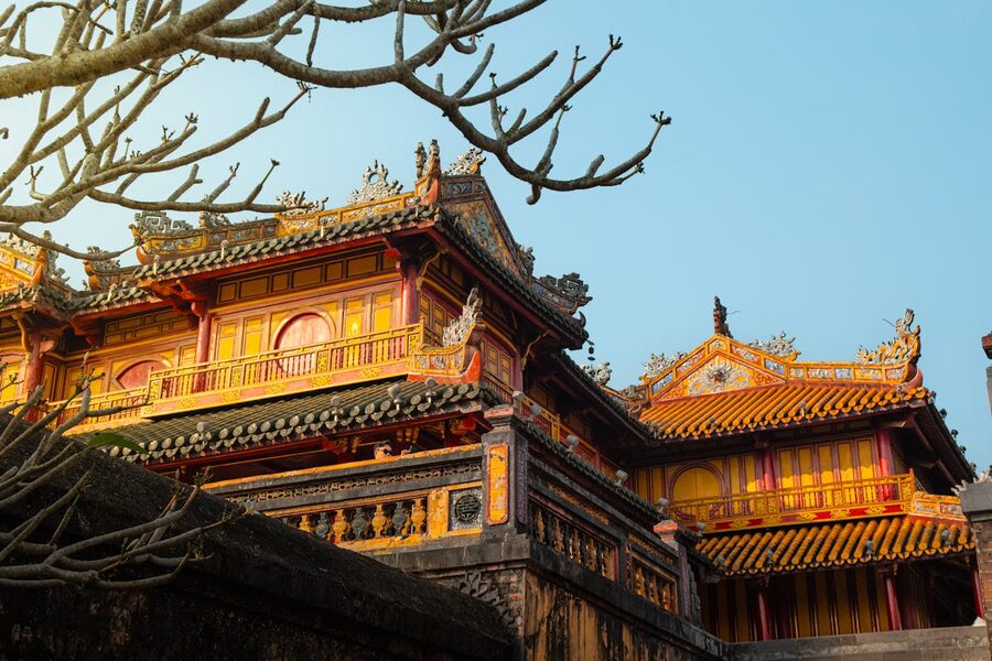 Colorful traditional architecture inside the Hue Imperial City complex