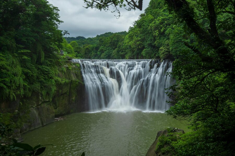 Shifen Waterfall with lush greenery