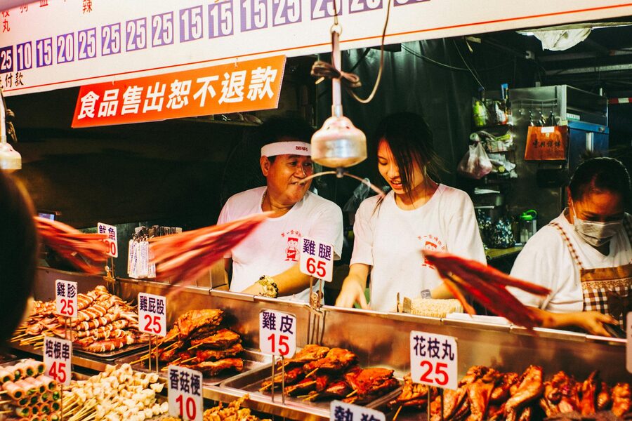 Taiwanese night market street food stall