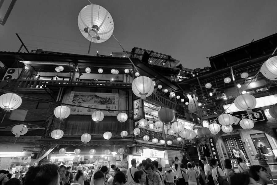 Jiufen lantern-lit alley with traditional architecture