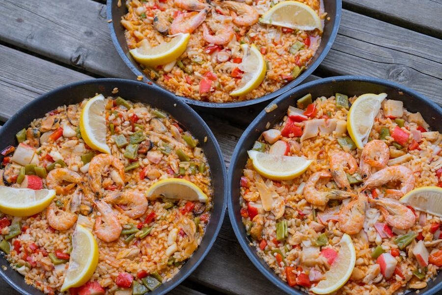 Seafood paella served as lunch on Ibiza boat trip