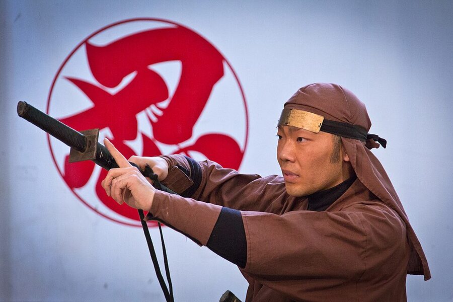 Ninja show demonstration at a Japanese museum