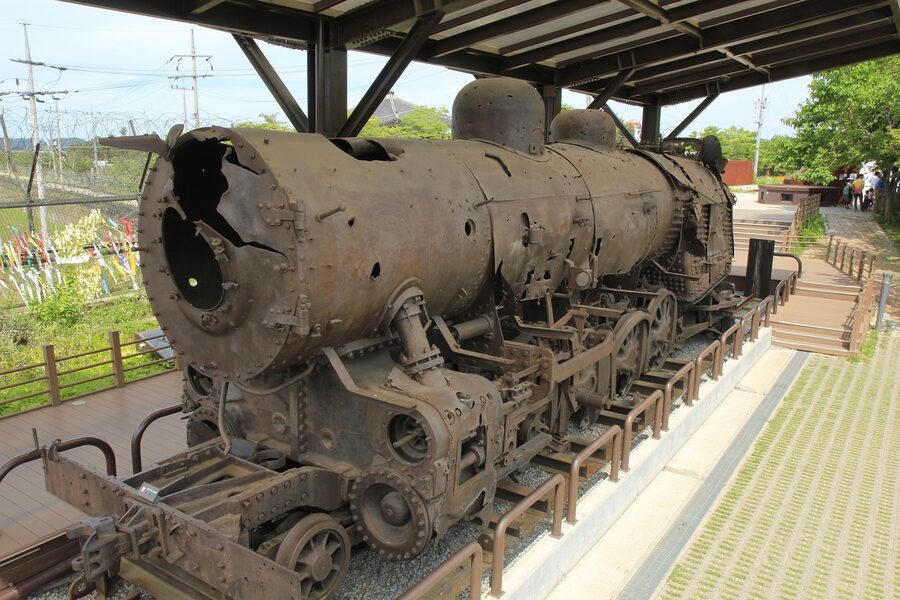 Jangdan Station steam locomotive at Imjingak near Peace Gondola