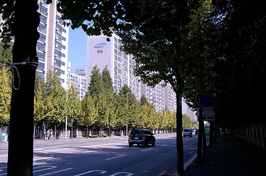 Quiet Gangnam residential area street in Seoul