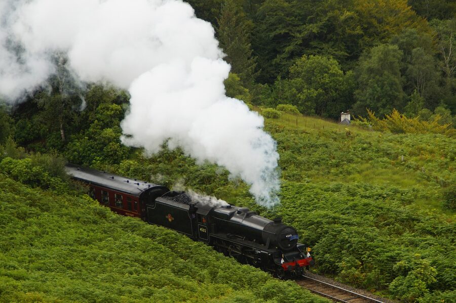 Jacobite steam locomotive close-up at Glenfinnan