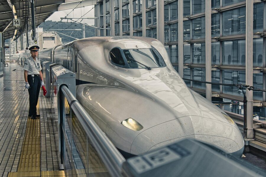 Scenic train ride in Japan countryside