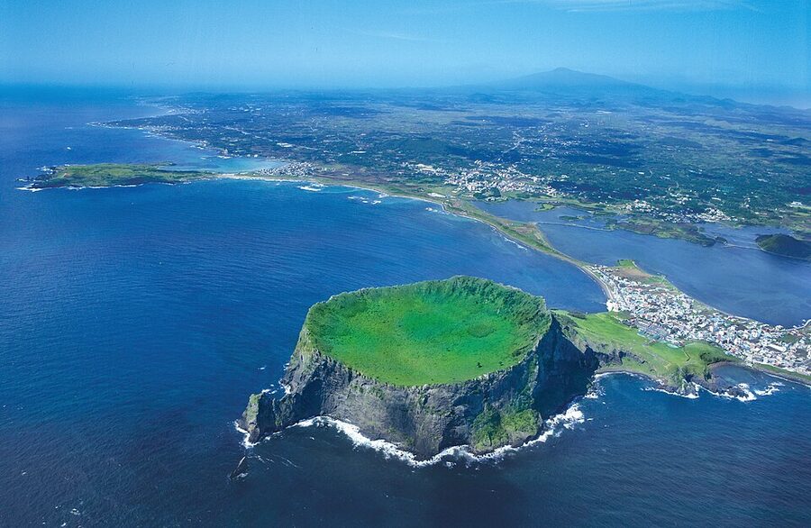 Seongsan Ilchulbong aerial view Jeju