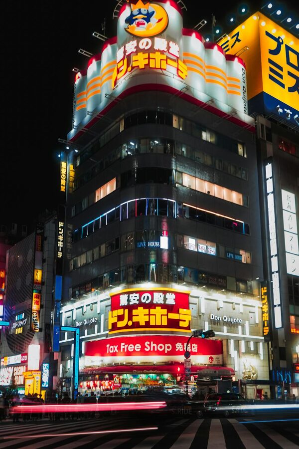 Illuminated Don Quijote building in Kabukicho Shinjuku at night