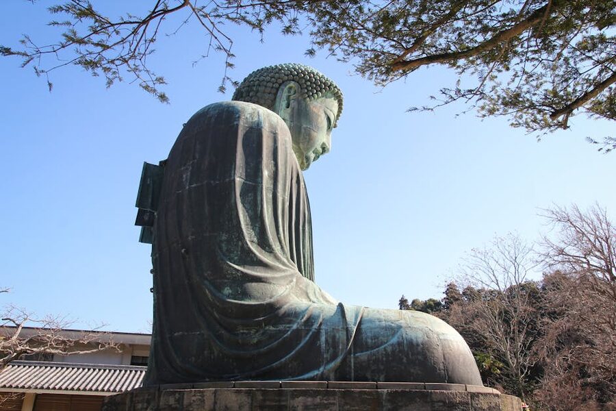 Close-up of the Great Buddha at Kamakura Japan