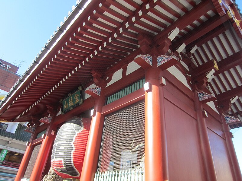 Close-up of Kaminarimon Gate at Sensoji Temple Asakusa