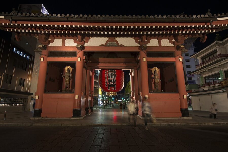 Kaminarimon the Thunder Gate at night Asakusa